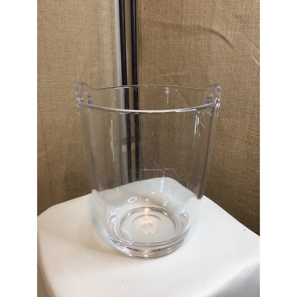 LARGE ACRYLIC ICE BUCKET W/ HANDLES 9” TALL 7” DIAMETER (TOP)